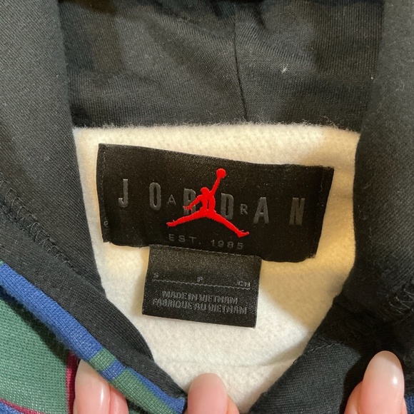 Jordan Essential Holiday Hoodie Men’s Size Small Blue Green Plaid Nike - Picture 13 of 13